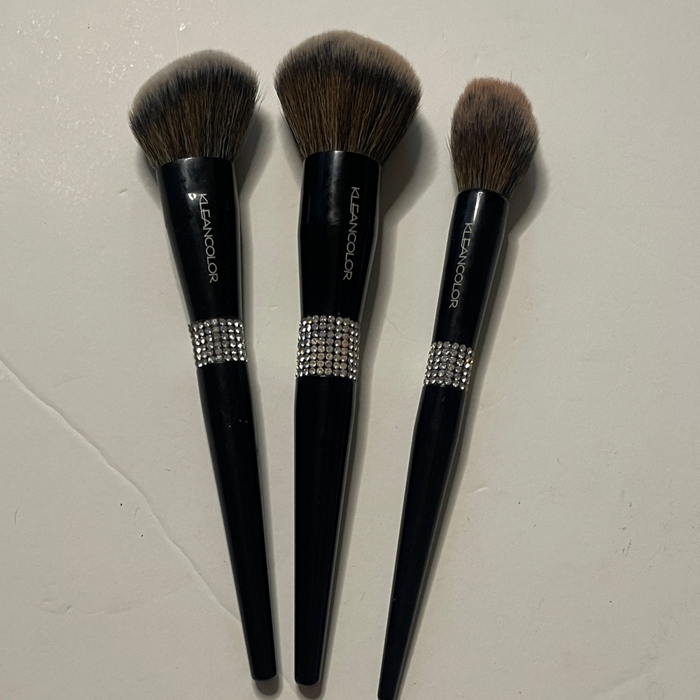 Kleancolor Black Makeup Brush Set with Rhinestone Bands - 3 Piece